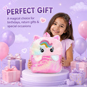 Toy Imagine Unicorn Plush Sequin Backpack for Girls, Ages 1-8 Years