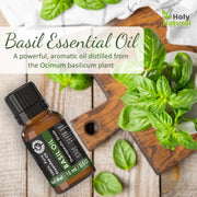 Holy Natural Basil Essential Oil 15ml (with Dropper Plug), Undiluted Therapeutic Grade