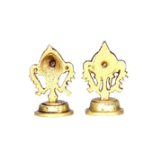 Aalayam Selveer Brass Shankh Chakra Set Small, 5.8cm Height, Brass, Gold Colour, 1 Set(1 No Brass Shankh + 1 No Brass Chakra)