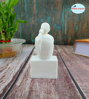 SHINDE EXPORTS White shirdi saibaba Marble Idol for Pooja Room Statue murti car Dashboard Home Murty. (11.8 CM)
