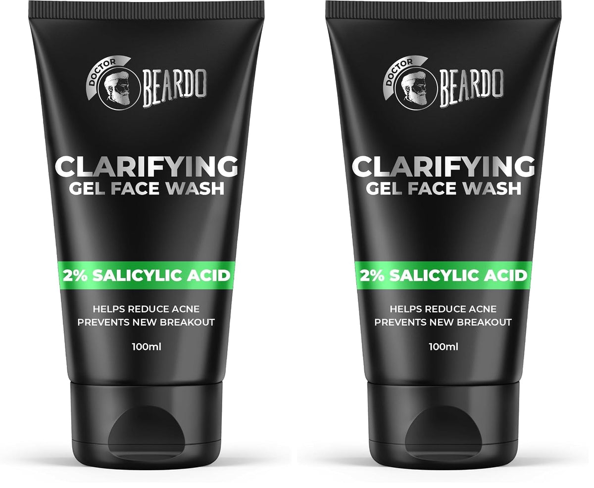Beardo Clarifying Gel Face Wash for Men with Salicylic Acid | Anti Acne & Oil Control | Unclogs Pores, Reduces Blackheads, Gentle Daily Cleanser for Oily & Acne-Prone Skin – 100ml (Pack of 2)