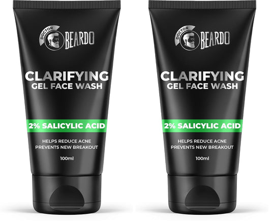 Beardo Clarifying Gel Face Wash for Men with Salicylic Acid | Anti Acne & Oil Control | Unclogs Pores, Reduces Blackheads, Gentle Daily Cleanser for Oily & Acne-Prone Skin – 100ml (Pack of 2)