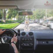 DIVINITI 999 Silver Plated Ganesha/Vinayaka/Vinayagar Idol for Car Dashboard Gifting/Ganesh Statue for Office Desk Puja Room Figurine 3.5 inches (8.89 x 5.08 cm)(Silver Matte), Religious