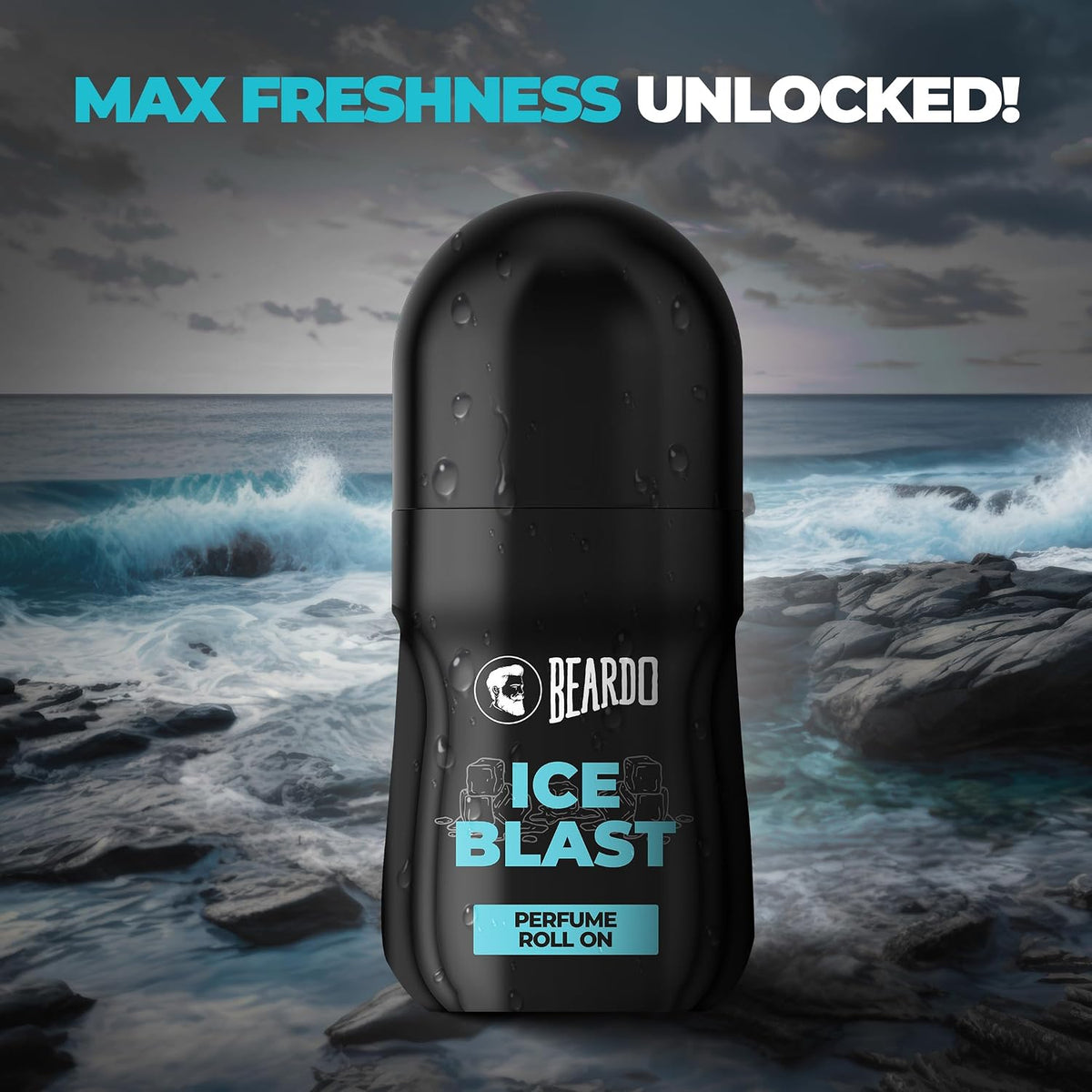 Beardo Ice Blast Perfume Roll-On, (50ml x 3) for Men | Long-Lasting Menthol Freshness with Musk & Woody Notes 50ml | Perfumed Antiperspirant for Odour Protection | No Sweat, Cooling Effect, All-Day Freshness