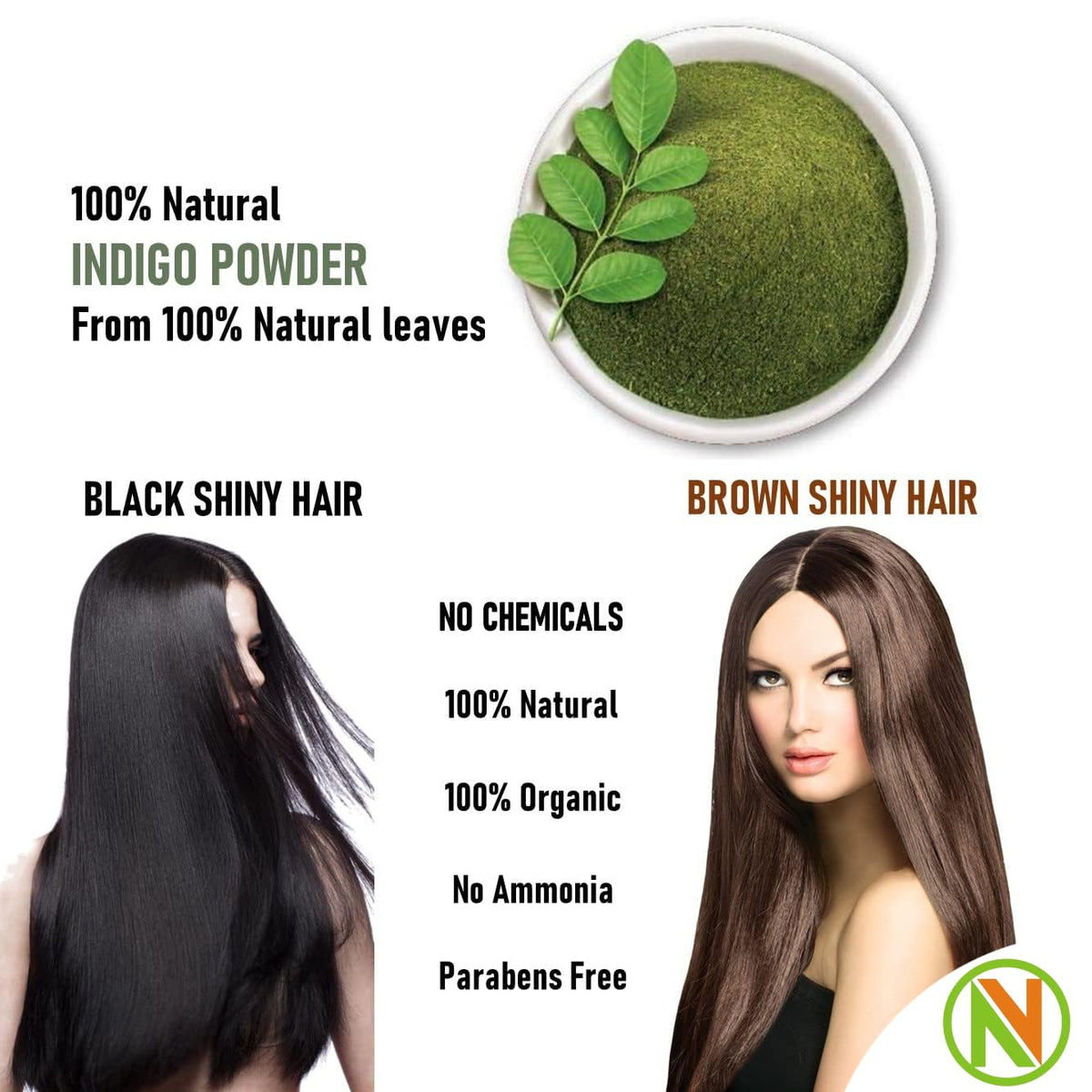 NatureVit Indigo Powder 1 Kg | 100% Pure & Natural Hair Color | Chemical-Free Indigo Leaf Powder | Conditions & Protects Hair | Ideal for Grey Coverage & Hair Health