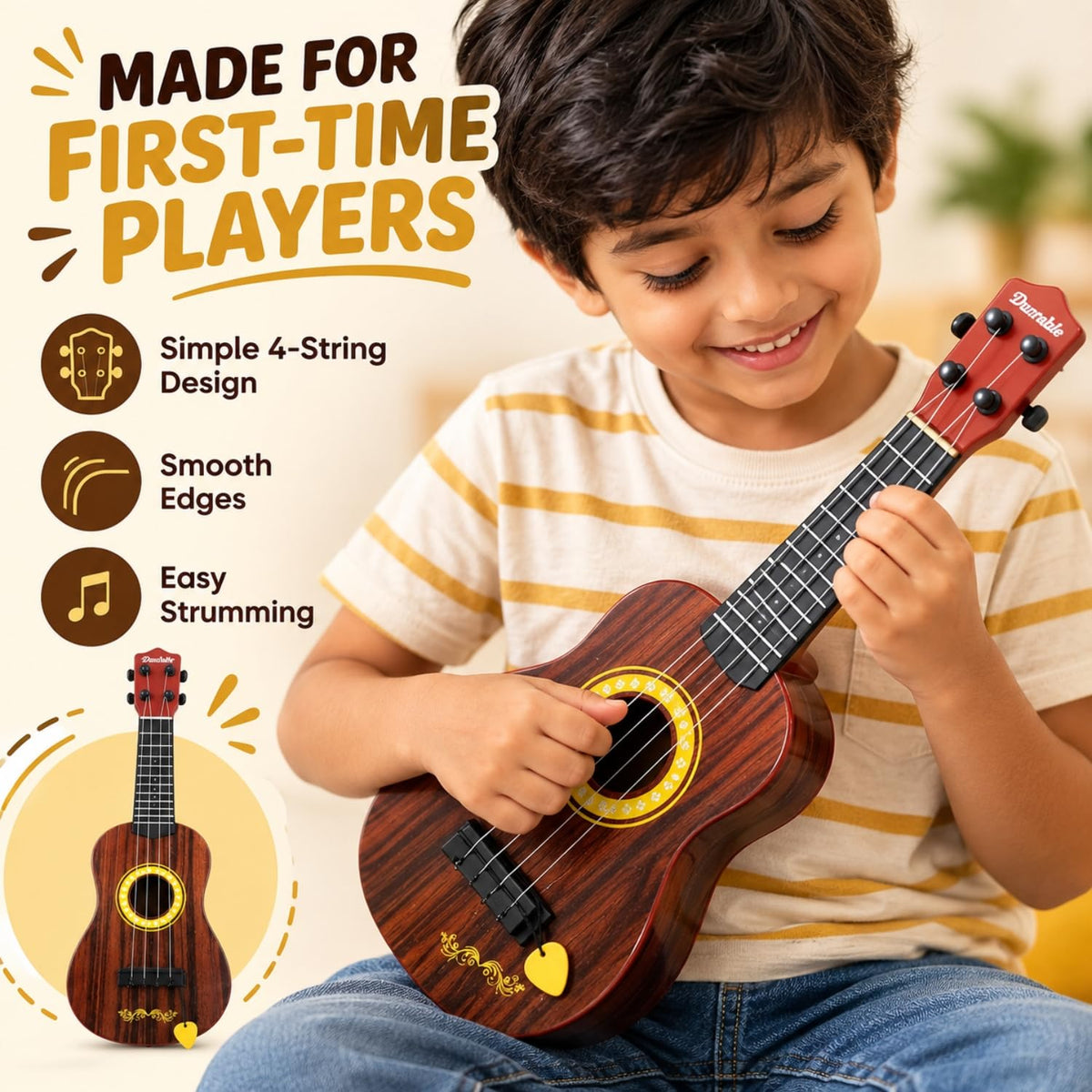 Toy Imagine 18-Inch 4-String Kids Guitar, Ukulele-Style Musical Toy
