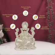 DIVINITI Ganesha Idol for Home Decor Showpiece 999 Silver Plated Statue of Lord Ganesha for Tabletop Murti for Puja Room, Festival Gift Ganpati Figurine for Prosperity, Good Luck (8 X 7 CM)