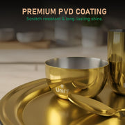 Unify By Parage Stainless Steel PVD Gold Plated Thali Set | Premium Dinner Plate with Bowls, Spoon & Glass | Royal Gold Dinnerware for Home, Restaurant & Festive Gifting | Food Grade & Rust Proof