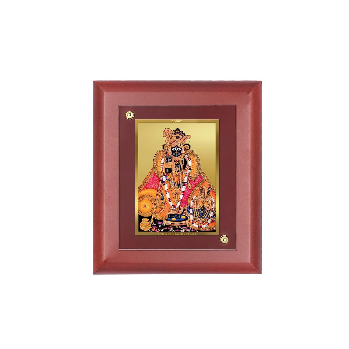 DIVINITI Intima Pure 24K Gold Plated Bankey Bihari Religious Frame – Luxury Home, Office & Mandir Décor | Premium Gold Foil Artwork in MDF Frame | Table Top Display (16 X 13.5 CM)