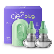 Godrej aer Plug Electric Air Freshener (Machine + 2 Refills (25ml each) | Violet Bloom | Lasts up to 120 days