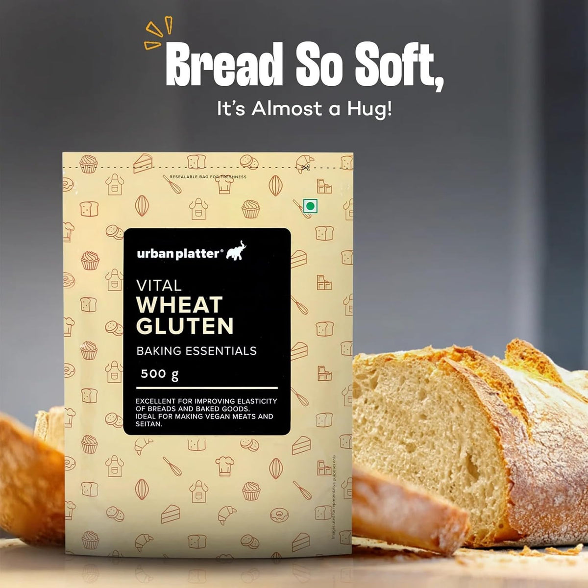 Urban Platter Vital Wheat Gluten, 500g (High-Protein Baking Essential | Key Ingredient for Seitan | Adds Elasticity & Structure | Ideal for Breads)