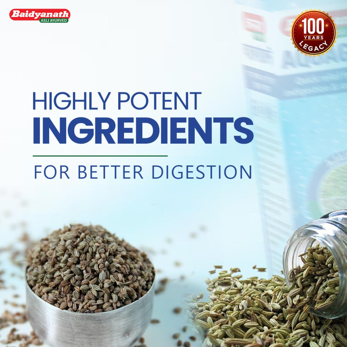 Baidyanath Aquagest – 100 g | Ayurvedic Herbal Formula with Ajwain (Trachyspermum Ammi) and Fennel (Foeniculum Vulgare) for Digestive Care