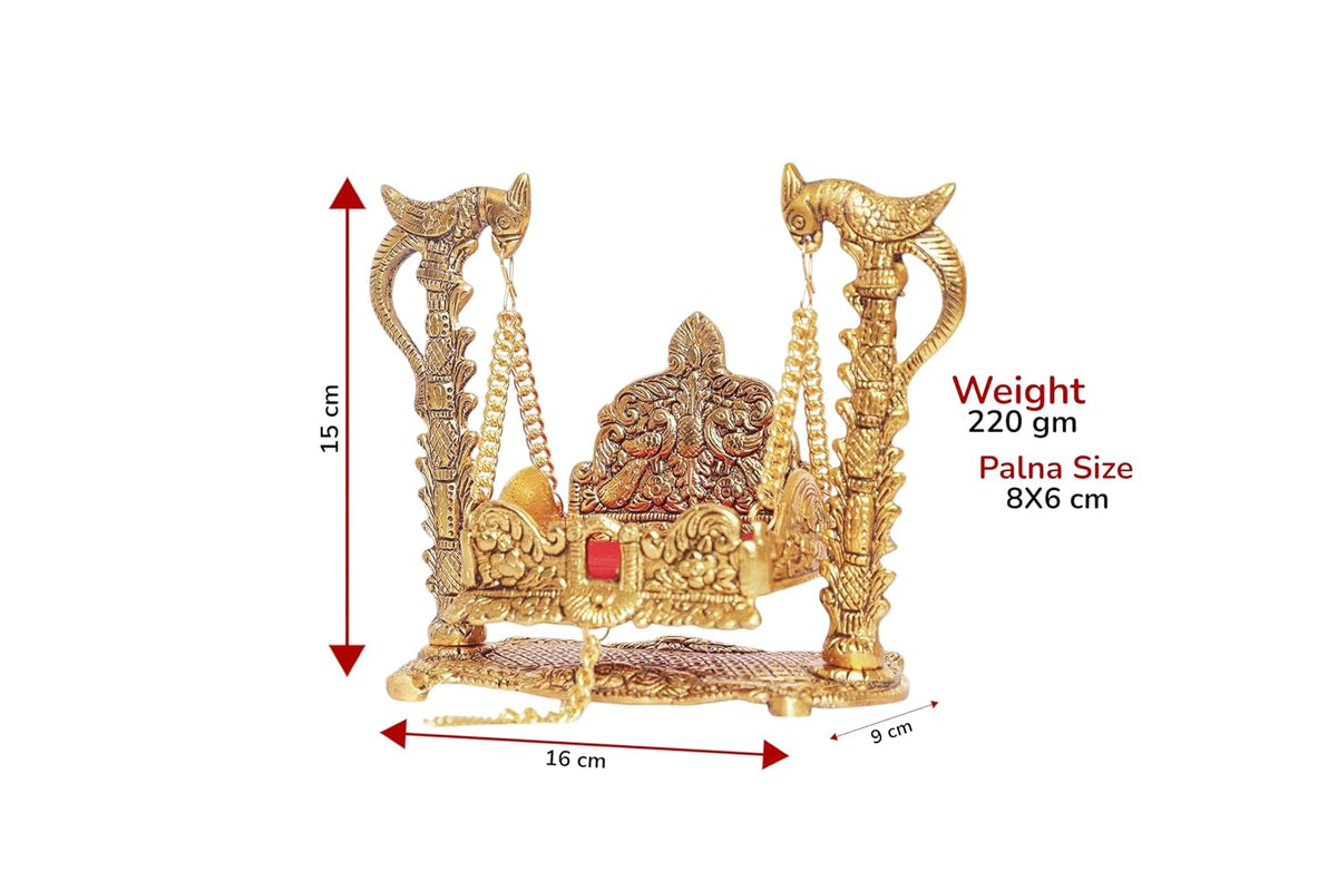 KridayKraft Metal Swing Laddu Gopal Jhula,Krishna Hindola Palana,Decorative Laddu Gopal for Temple Pooja,Showpiece Figurines,Religious Idol Gift Article...