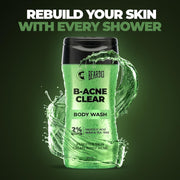 Beardo Body Acne Clear Body Wash for Men 200 ml | With Neem, Tea Tree and Salicylic Acid | Clean Clear Skin | For Body Acne and Skin Purification | B-acne