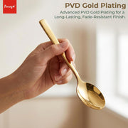 Parage 6-Piece Stainless Steel Golden Spoon Set, 16 cm, Premium Gold Cutlery for Home, Kitchen & Dining, Luxury Tableware Gift