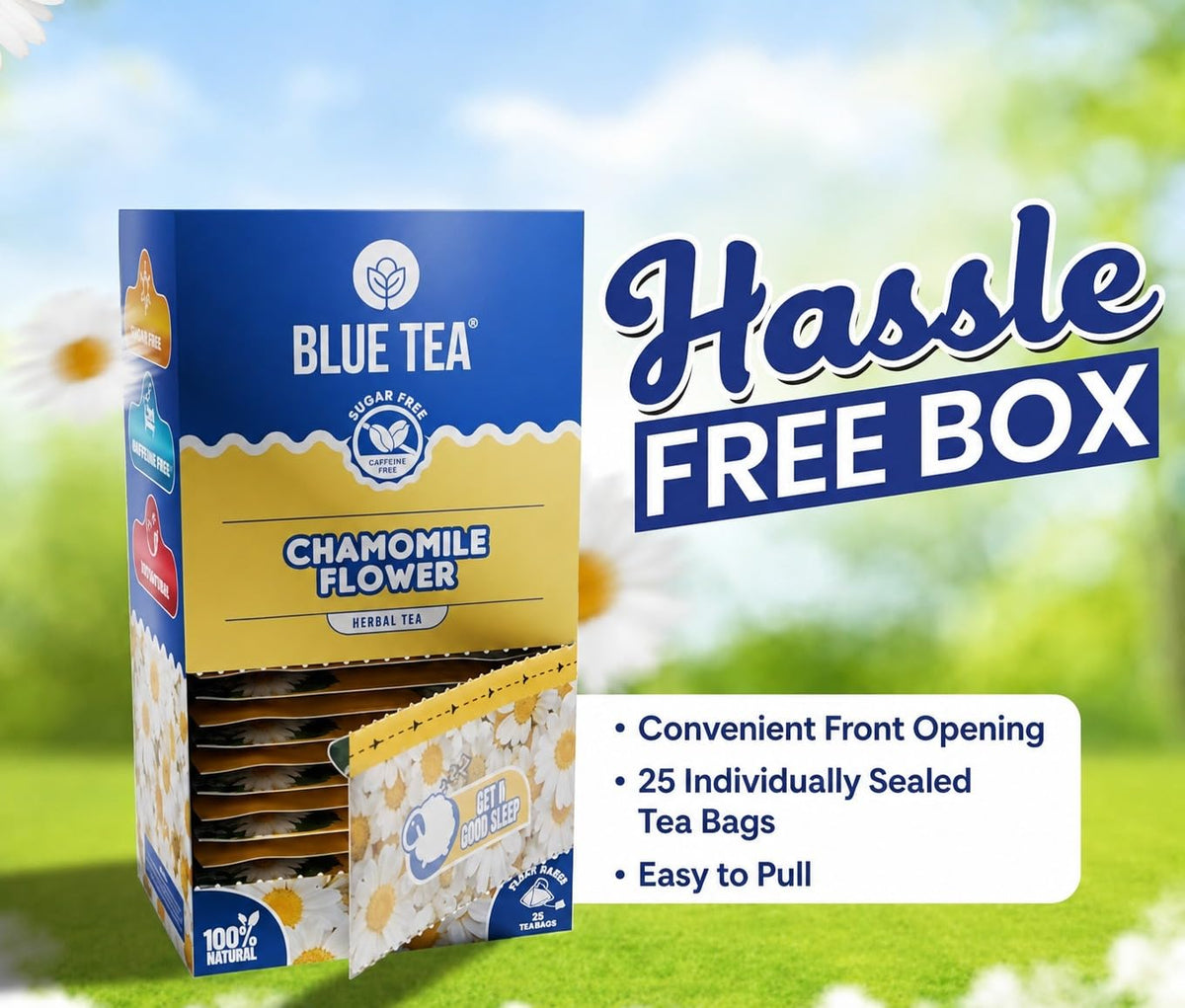 BLUE TEA - Butterfly Pea Flower Tea - 25 Tea Bags (Pack of 2) Plant Based | Weight Management | Antioxidant Rich | Shankhpushpi | Caffeine Free - Flower Based | Single Tear Box | Easy Pull Sachets