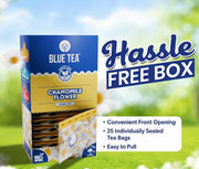 BLUE TEA - Chamomile Tea - 25 Tea Bags (Pack of 2) Plant Based | Sleep & Relaxation | Caffeine Free - Flower Based - Herbal Tea | Single Tear Tea Box | Easy Pull Sachets