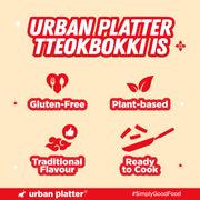 Urban Platter Classic Korean Tteokbokki Rice Cakes, 400g (200g x 2N | Soft & Chewy Garaetteok | Ready to Cook K-Drama Food | No Preservatives)
