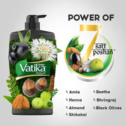 Dabur Vatika Long & Black Shampoo - 1 L | With Amla & Bhringraj | For Shiny, Long & Black Hair | No Added Parabens | Provides Gentle Cleansing, Conditioning & Nourishment to Hair