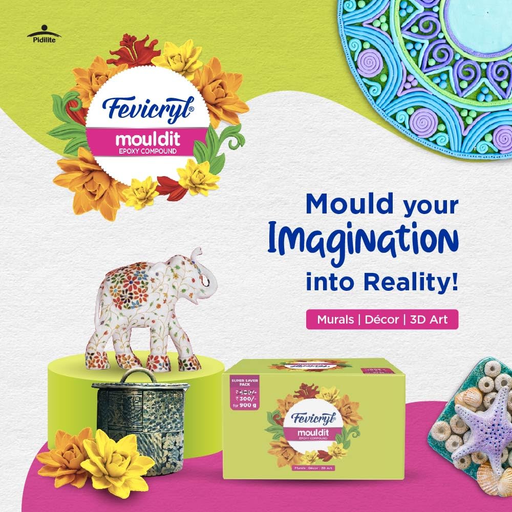 Fevicryl Mould It Clay 900 g | Clay Set for Modelling and Sculpting | Quick Air Dry Clay for Art and Craft | Create Murals, 3D Art, Sculptures & Home Decor | Gift for Artists, Students, Children