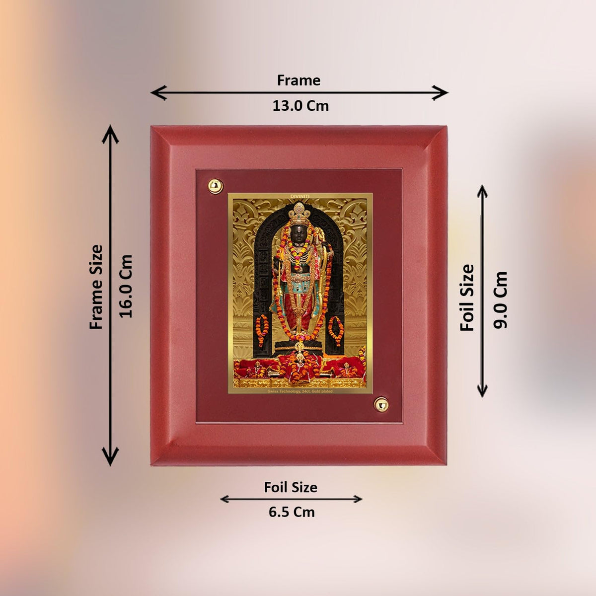 DIVINITI Intima Pure 24K Gold Plated Balram Religious Frame – Luxury Home, Office & Mandir Décor | Premium Gold Foil Artwork in MDF Frame | Table Top Display (16 X 13.5 CM)