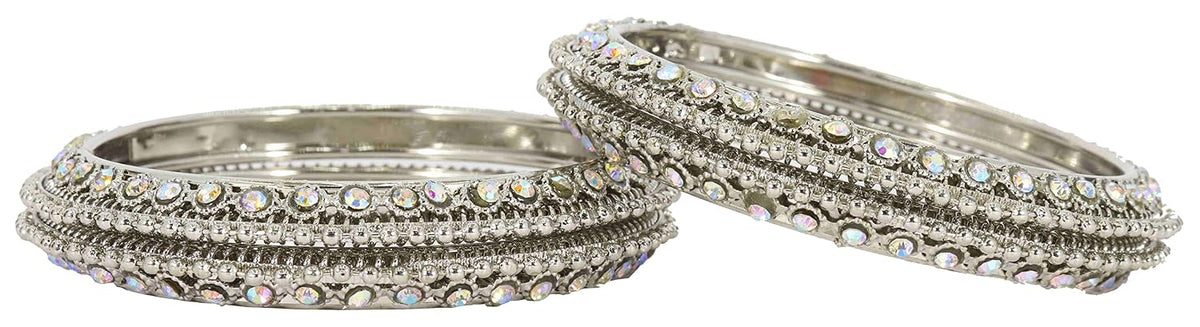 NMII Non-Precious Metal Base Metal with Zircon Gemstone Studded worked and Link with Ball Chain Glossy Finished Kada Set For Women and Girls