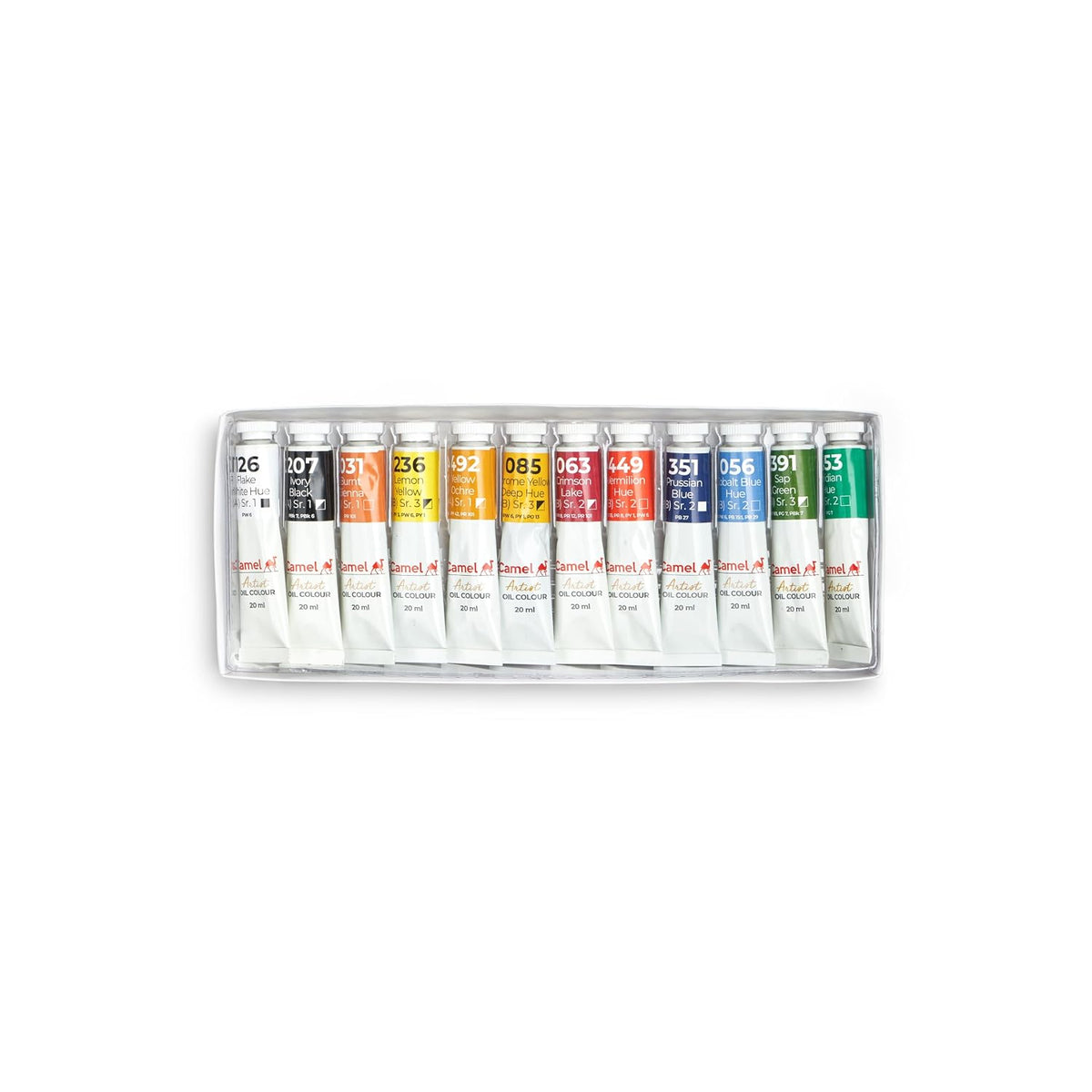 Camel Artist's Oil Color Box - 20ml Tubes, 12 Shades