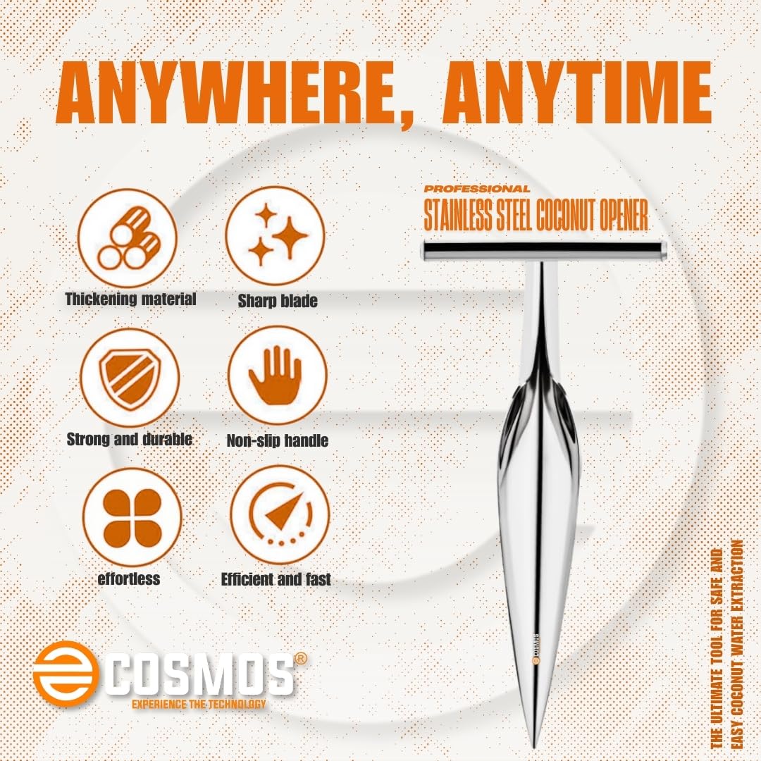 E-COSMOS® Stainless Steel Coconut Opener Tool, Coconut Driller, Coconut Opener Machine, Coconut Opener Knife, Coconut Water Opener
