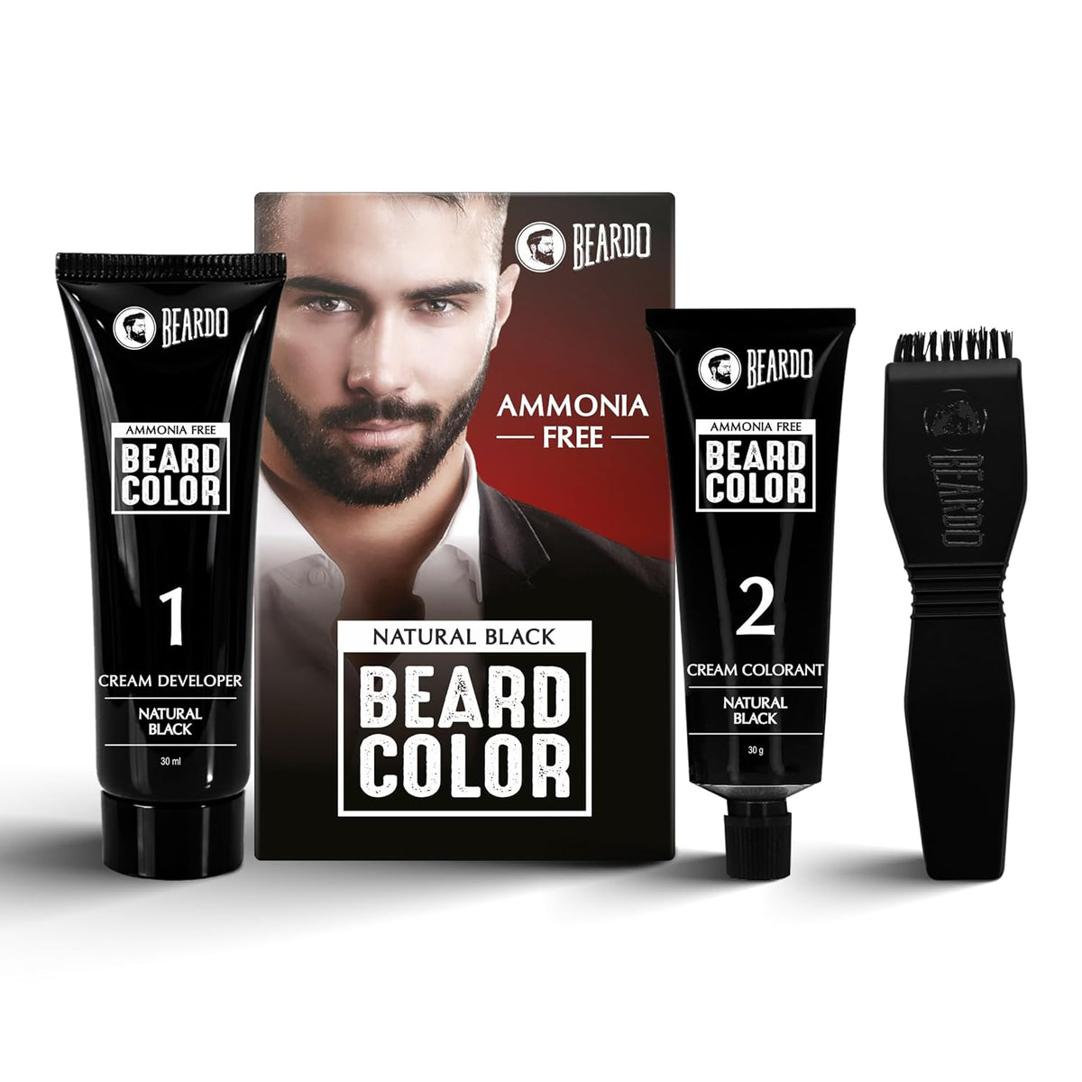 Beardo Beard Color For Men - Natural Black, 60ml | Long Lasting | No Ammonia | Easy to apply, No Stain Beard Hair Colour for men | Skin Friendly Hair dye