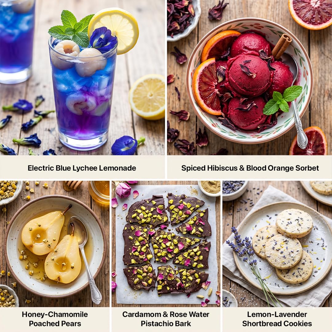 BLUE TEA - Herbal Harmony Tea Gift 2025 (5 Flavour Tea - 160gm) | Butterfly Pea, HIbiscus, Rose, Chamomile, Lavender | Caffeine Free - Herbal Tea