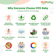 OYO BABY Dry Sheet for Baby - Medium Pack of 3 (70x100 cm) | Quick Dry & Absorbent Waterproof Bed Protector | Reusable Soft Breathable Mattress Sheet for New Born Baby (Royal Blue, Grey & Salmon Rose)