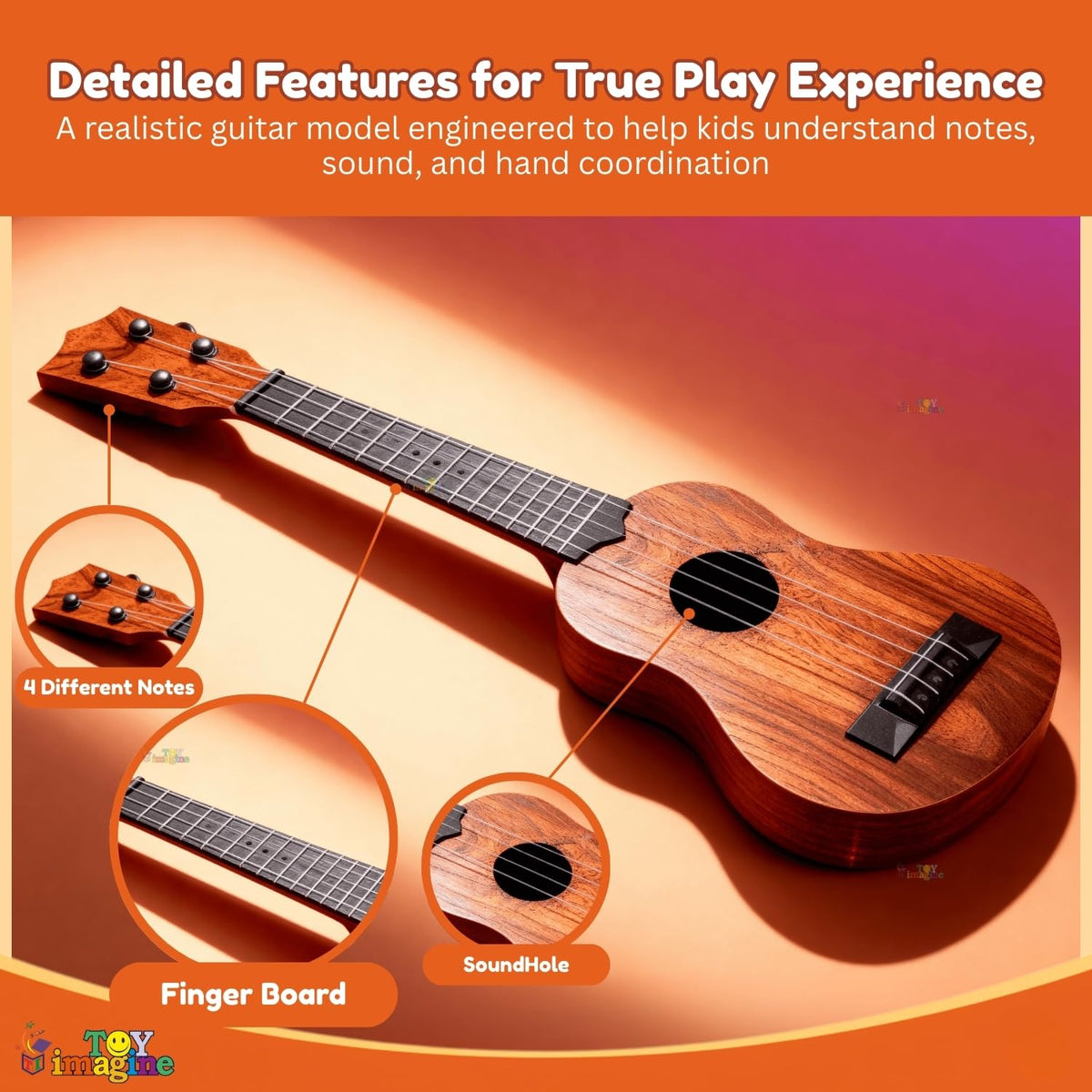 Toy Imagine Guitar for Kids, 4-String Mini Instrument