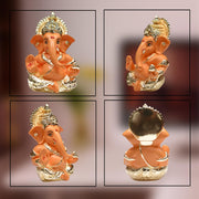 DIVINITI Gold Plated Ganesha Idol with Mango Terracotta Work - 3.5 Inch Height for Home Decor/Office Desk/Puja Room Sculpture, Infusing Positive Energy & Religious Gift (8.89 x 5.08 cm)(Mango Yellow)
