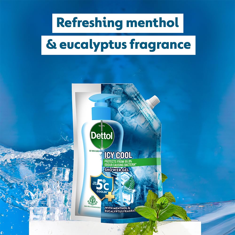 Dettol Body Wash and Shower Gel for Women and Men, Cool- 450ml | Soap-Free Bodywash | 12h Complete Odour Protection