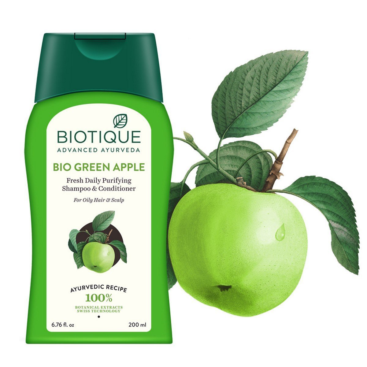 Biotique Bio Green Apple Fresh Daily Purifying Shampoo And Conditioner, 200ml