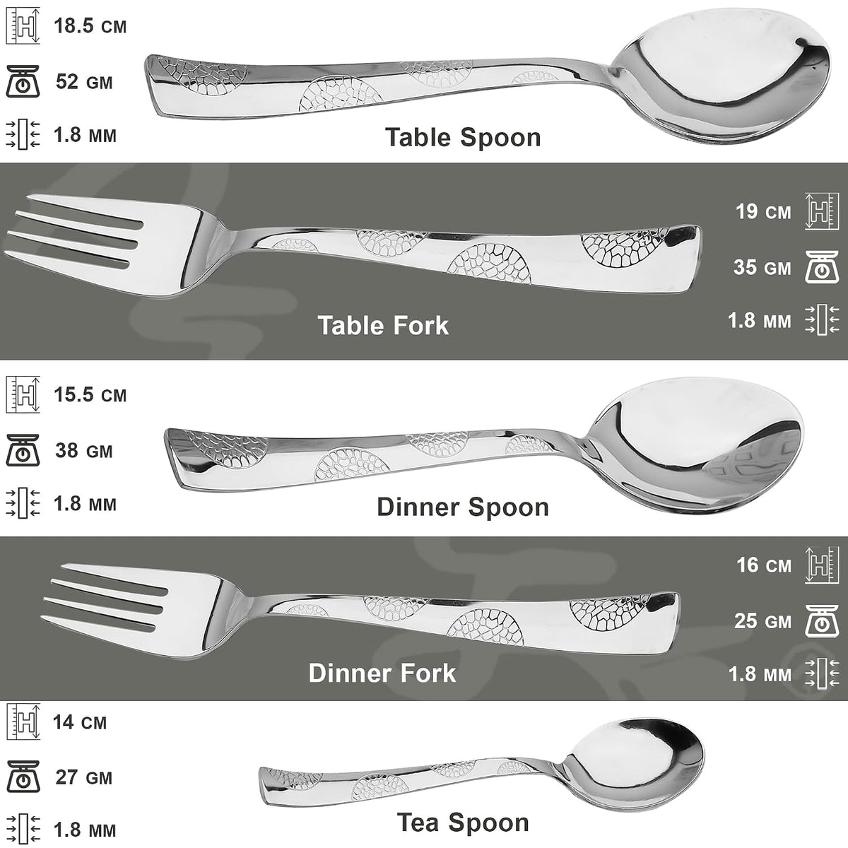 Parage 6 Pieces Stainless Steel Tea Spoons,14 cm Long, Premium Spoons Set for Home & Kitchen, Luxury Dinning Tableware Cutlery Set Gift for House Warming,6 Small Spoon, Silver Moonpress Design