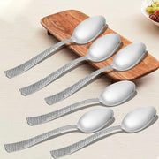 Parage 6 Piece Stainless Steel Table Spoons Set with Zig Zag Design, Dinner Spoon for Home and Kitchen, 18.5 cm, Tableware, Set of 6, Silver