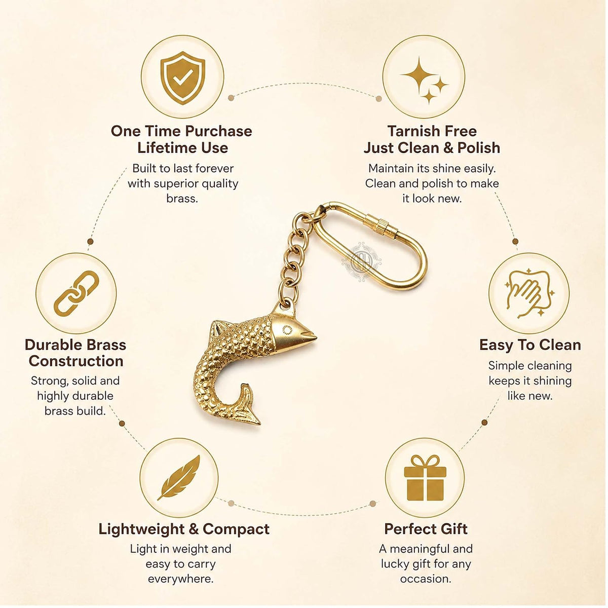 DSH Brass Fish Key chain for Car, Bike, Cycle, For Home Decor Gifting Item