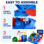 Toy Imagine Car Race Track Toy for Kids 3+ Years City Rescue Vehicle Playset with 4 Mini Cars & 6 Control Buttons, Helicopter, Adventure Ramps Educational Puzzle & Motor Skill Toy for Boys & Girls