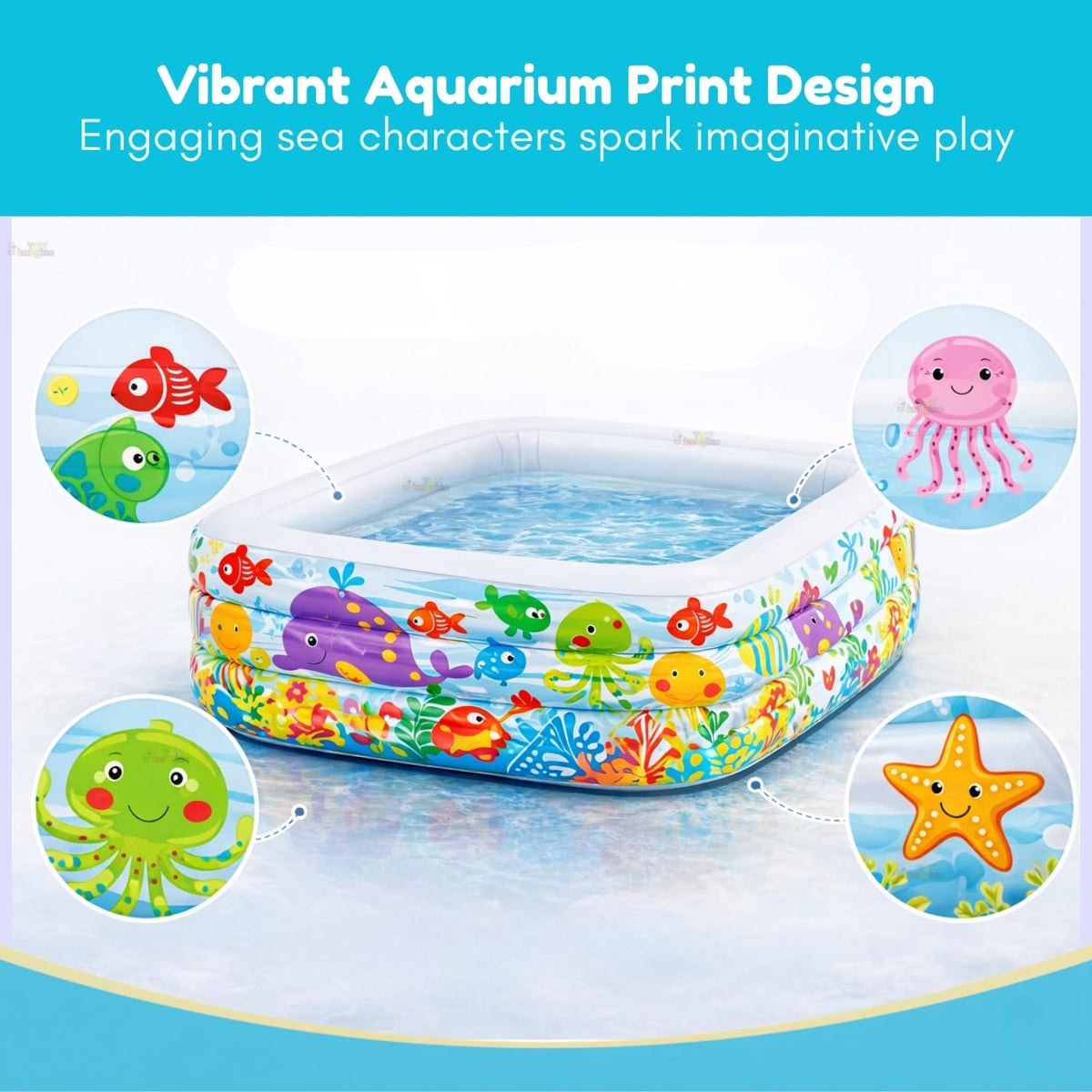 Toy Imagine Kids Tm 6 Ft Big PVC Swimming Pool Play Centre Swim Center Clearview Aquarium Inflatable Pool.Holi