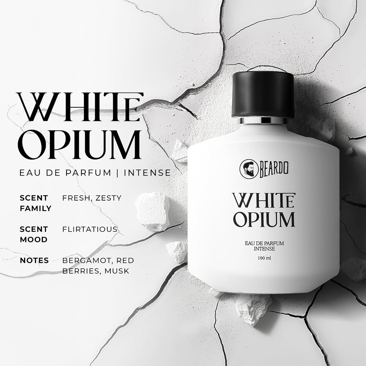 BEARDO White Opium Perfume For Men, 100Ml | Fresh Zesty Scent Eau De Parfum | Long Lasting Mens Perfume | Best Date Night Fragrance Body Spray | Christmas Gift For Men | Gift For Friends
