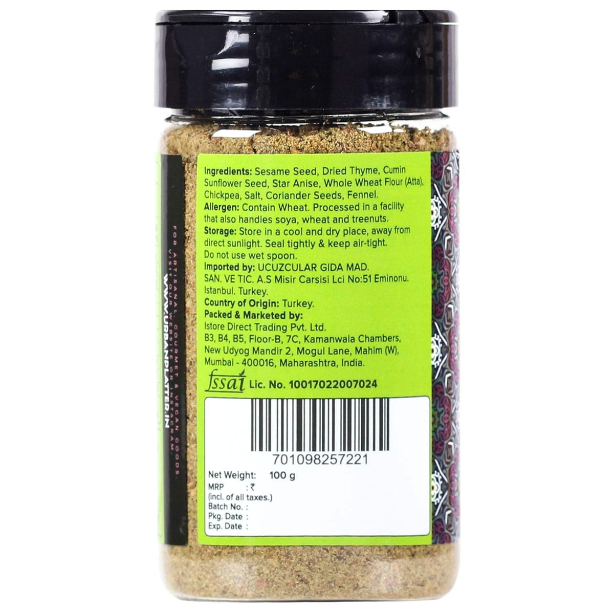 Urban Platter Zaatar Powder, 100g (Middle Eastern Spice Blend, Herby, Tangy and Nutty, Use As A Dry Rub Or Sprinkler)
