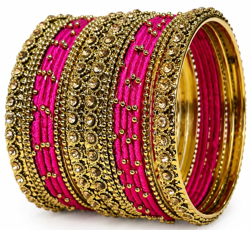 NMII Get your traditions Valentine Gift for Girls & Women Silk Thread Bangle Set With Zircon For Womne & Girls
