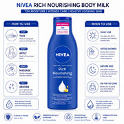 NIVEA Rich Nourishing Body Lotion 400ml for Dry Skin with Almond Oil and Deep Moisture Serum Intensive Hydration Moisturizer for Women and Men Non Greasy Fast Absorbing Body Lotion