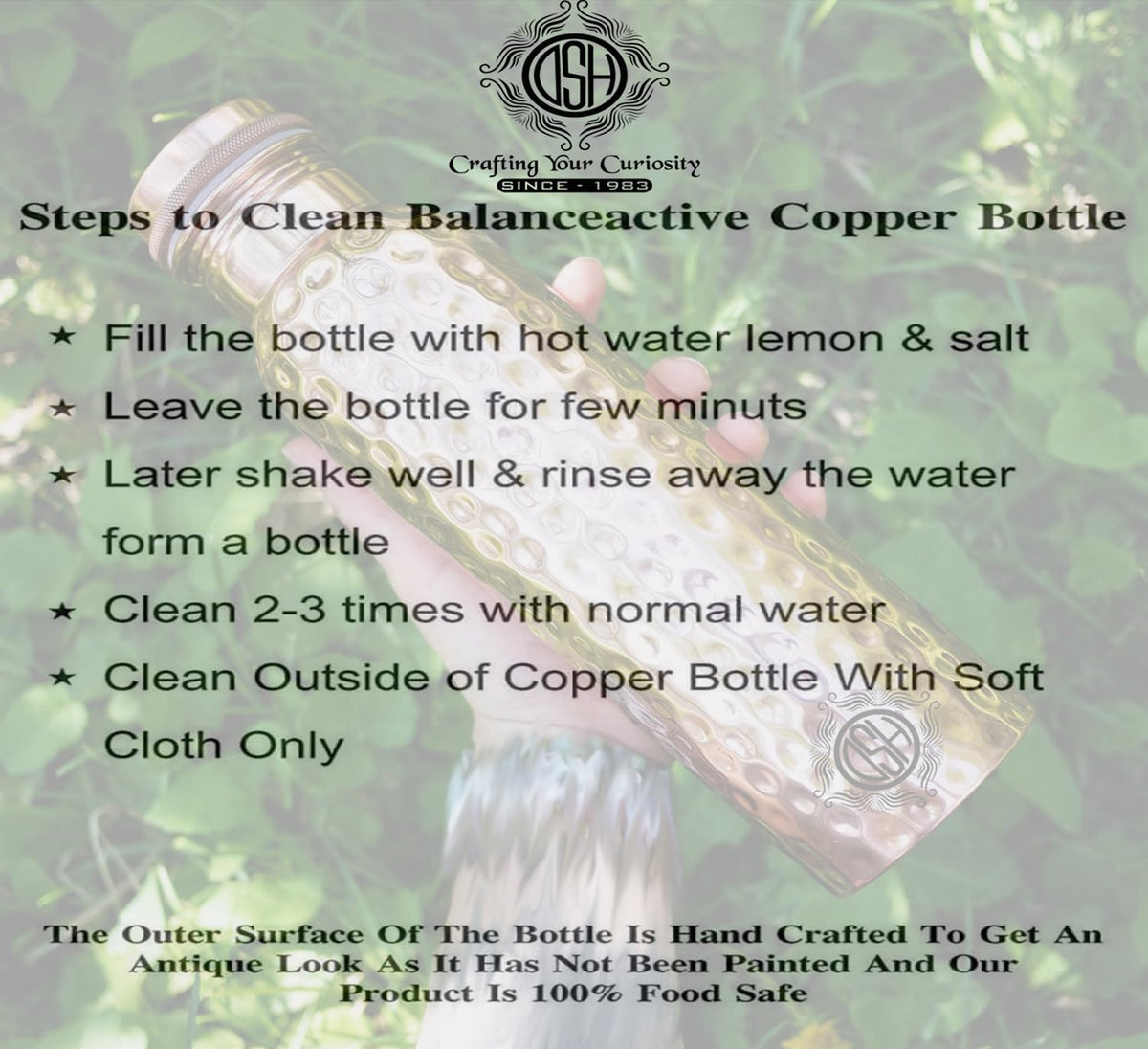DSH Copper Bottles for 1 Litre Printed with Art Work, Travelling Purpose Bottles, Yoga Ayurveda Healing, 1000 ML (Design SM 1)