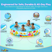 Toy Imagine 6 ft Kids Non Air Swimming Pool – Large Outdoor Snapset Pool for Kids | Foldable Portable Garden Water Pool | No Air Pump Required | Summer Pool for 1–10 Years