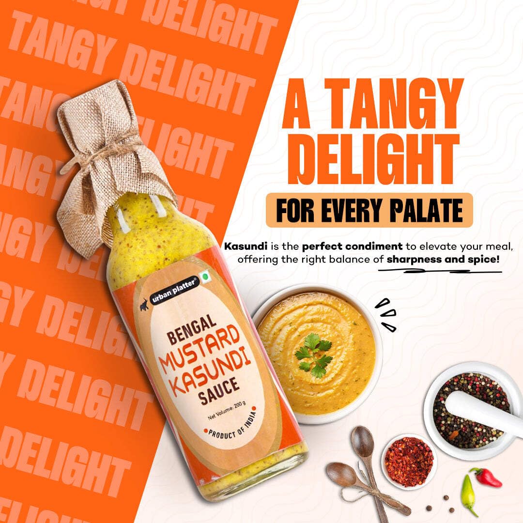Urban Platter Bengali Kasundi Mustard Sauce, 200g (Bold, Tangy & Pungent | Classic Bengali Condiment for Fried food, Snacks & Curries)