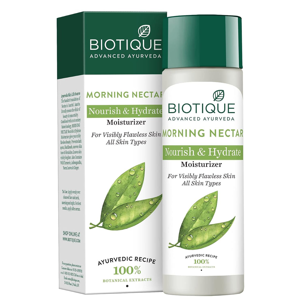 Biotique Morning Nectar Flawless Skin Moisturizer Lotion L Prevents Dark Spots, Blackheads And Blemishes L Visibly Flawless Skin L Nourishes And Hydrates Skin L All Skin Types L 190Ml