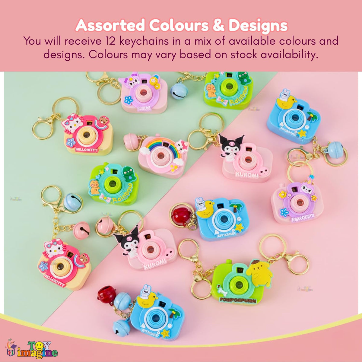 Toy Imagine Cartoon Projection Camera Keychain, Assorted Design, Pack of 12