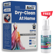 ASTRO PLUS+ Cloths Dry Clean at Home Liquid Wipes | Cleaning Technology for Silk Saree and Chiffon Cotton Georgette Linen and Woolen (10 Wipes) | Get Free Fabric 100ML Stain Remover